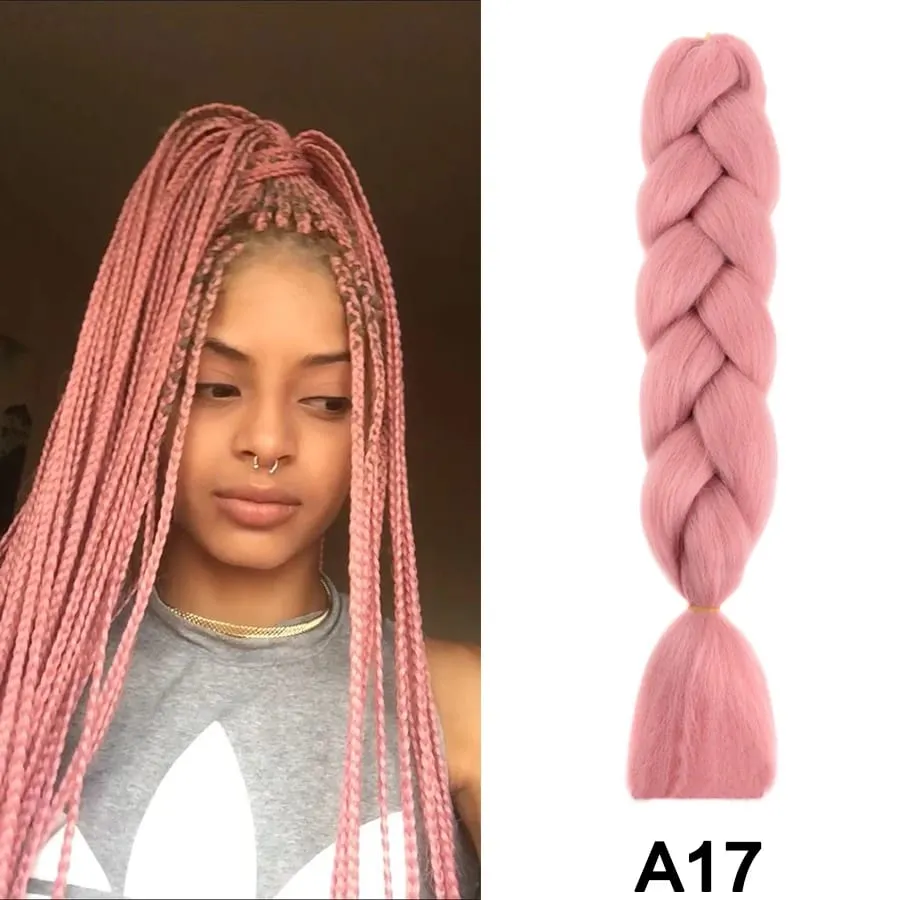 24 Inch Synthetic Jumbo Braid Pure And Ombre Braiding Hair Extensions For Women DIY Jumbo Hair Braids Black Green Gray Brown — image 22