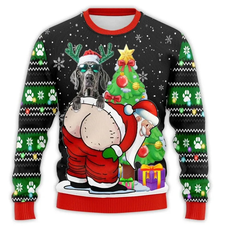 Naughty Santa Pet Dog 3D Printed Ugly Christmas Sweater Funny Poodle Schnauzer Bulldog Sweatshirts Unisex Hilarious Pullovers — image 13
