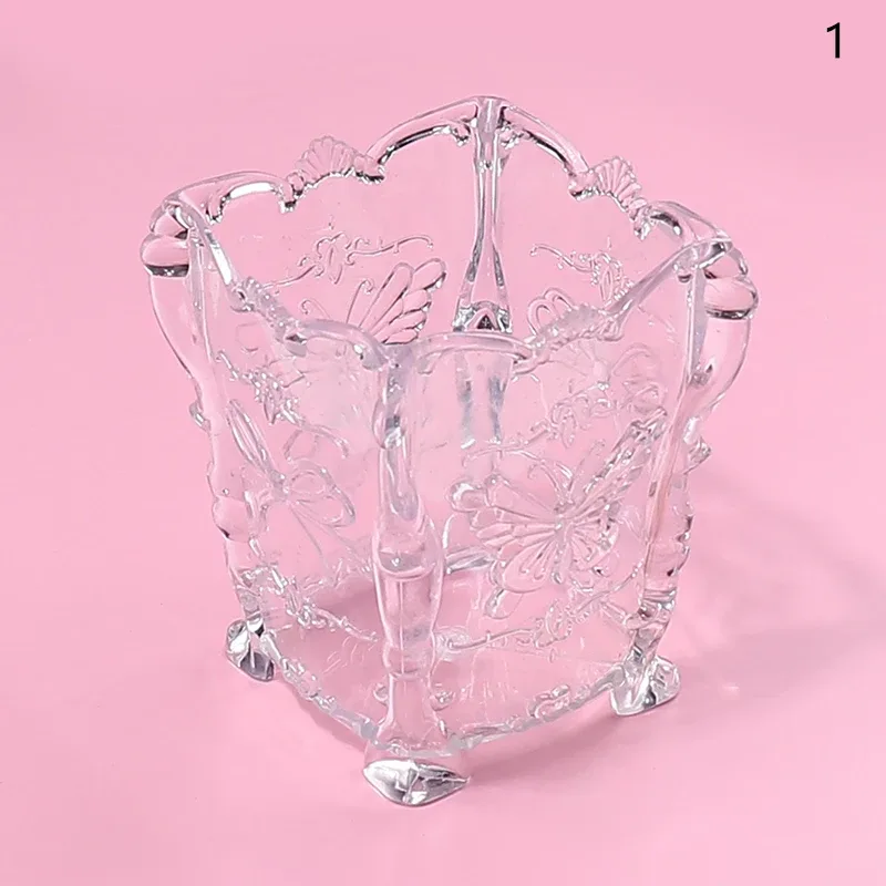 Cotton Pad Nails Storage Box Butterfly Transparent Pink Design Napkins Container Brush Organizer Makeup Case Nail Art Tools — image 9