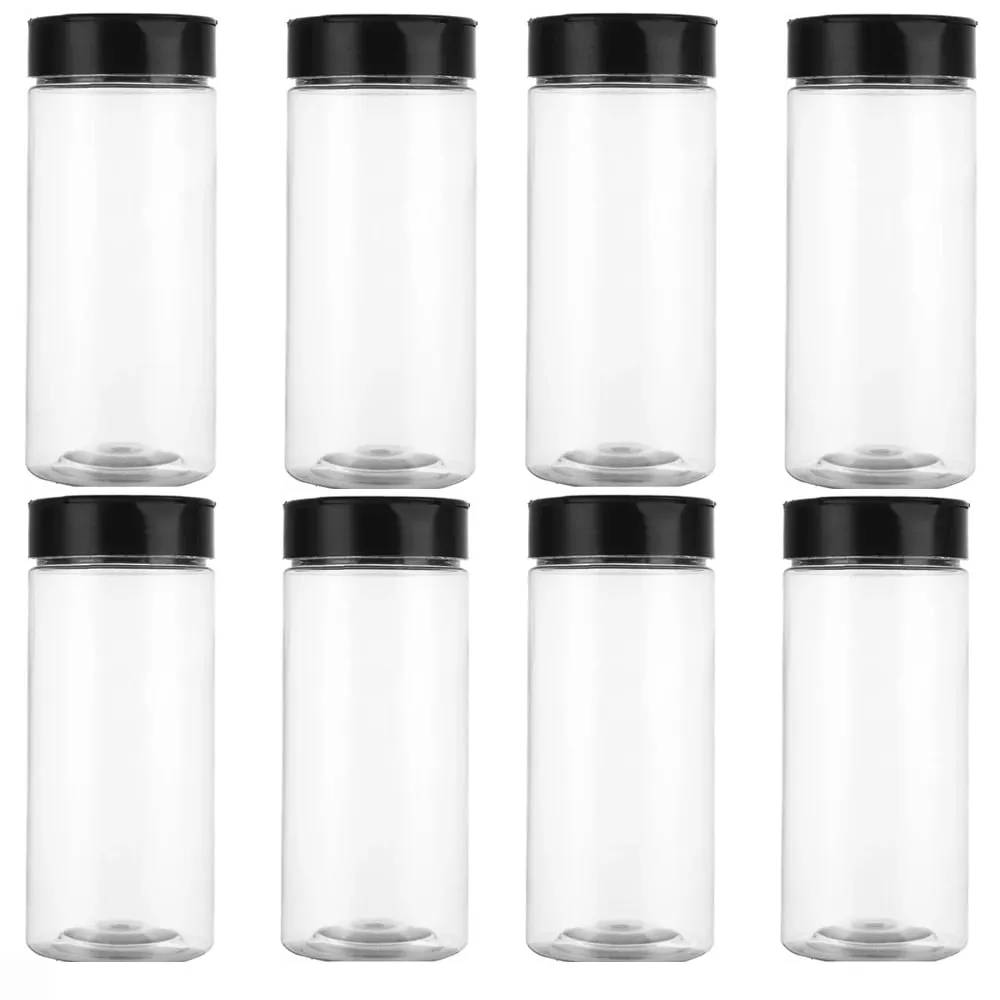 400ml プラスチック透明スパイス缶 シェーカー蓋付き調味料容器 キッチンやバーベキュー用