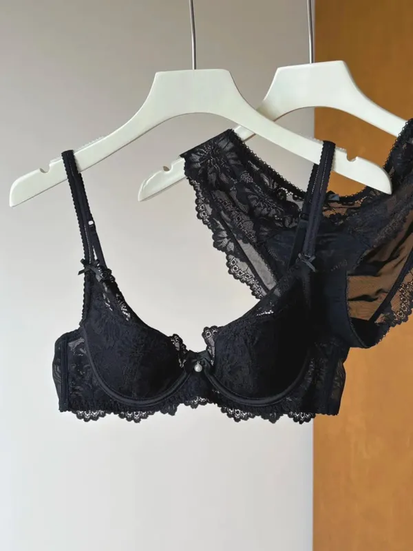 Lilla blonde bh kvinder fransk sexet broderi Blød bøjle minimizer Push Up Anti slap lingeri bh 32‑38 — image 9