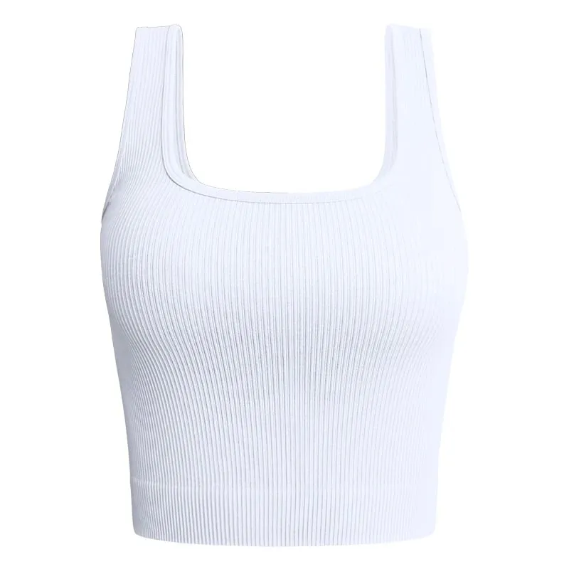 Women Solid Square Neck Ribbed Tank Top Camisole Women Summer Basic Elastic Sleeveless Crop Tops — image 12