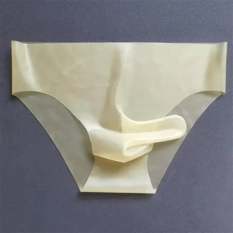 Men's Sexy Latex Sheath Underpants Seamless Rubber Briefs See-Through Male Sissy Couple Low Waist Erotic Tight Safety Panties — image 6