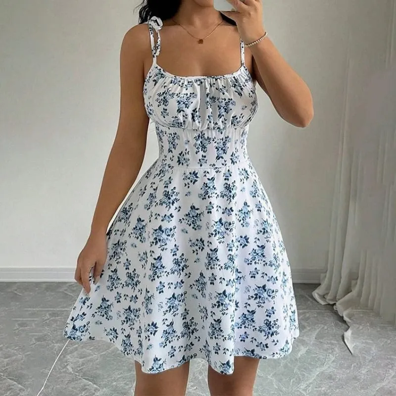 Women's Summer Floral Spaghetti Strap Beach Short Dress Womens Dresses Woman Clothing Woman Clothes Sundress New in Dress 2025 — image 2