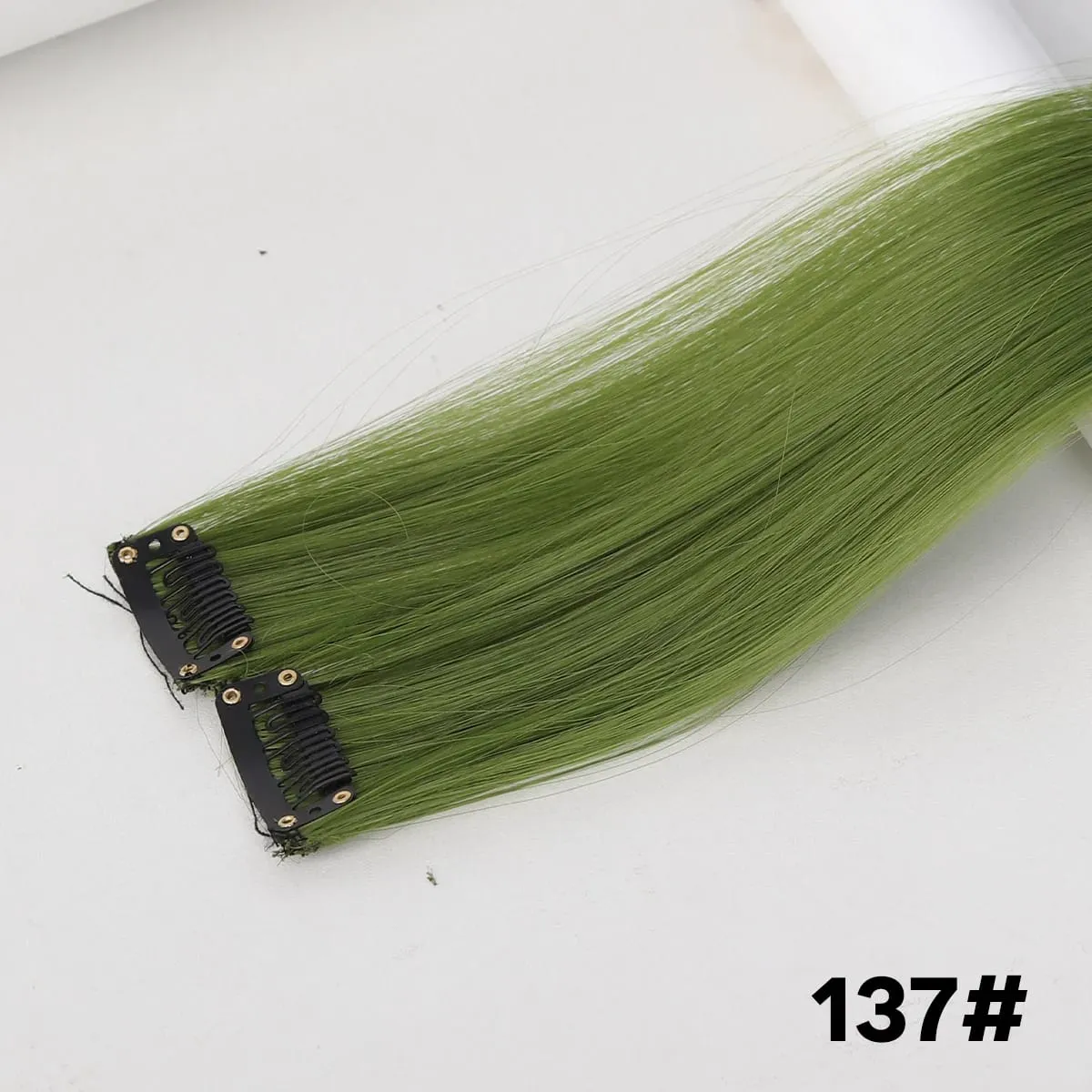 2PCS synthetic color hair extension piece wig women's highlighting clip hair heat-resistant wig piece long straight hair — image 18