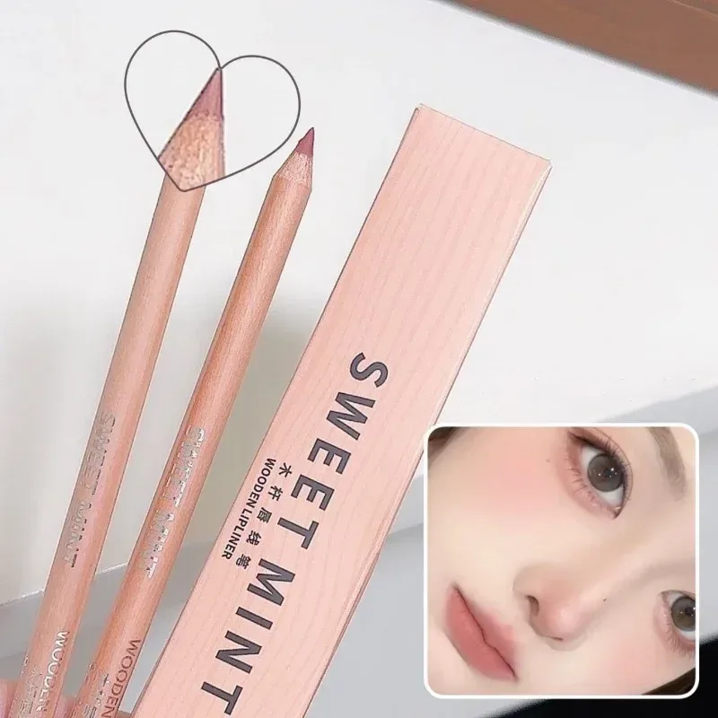 Wooden Matte Lip Liner Pencil Long Lasting Waterproof Nude Low Saturation Lip Pencil Natural Contour Lip Makeup for Beginners — image 6