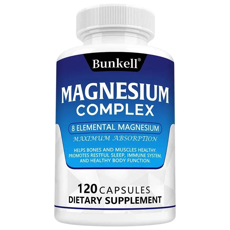 Bunkell Magnesium Complex 5 Forms High Absorption Support Bone Heart Muscle Sleep & Digestion Non-GMO Dietary Supplement