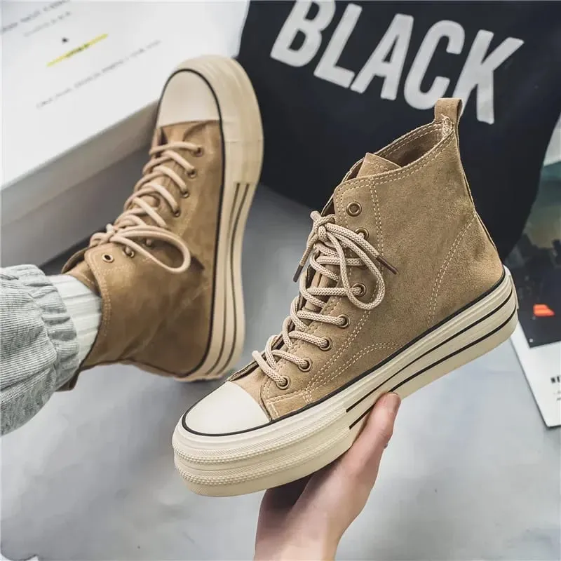 2025 High Top Men's Vulcanized Shoes Platform Casual Outdoor Leather Board Shoes Male Walking Shoes Zapatillas Hombre 36 44 — image 3