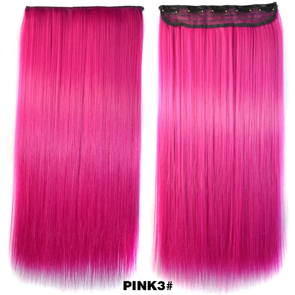 24 Inch Synthetic One Piece 5 Clips In Hair Extensions Long Straight High Temperature Fiber Colorful Hairpiece for Women — image 4