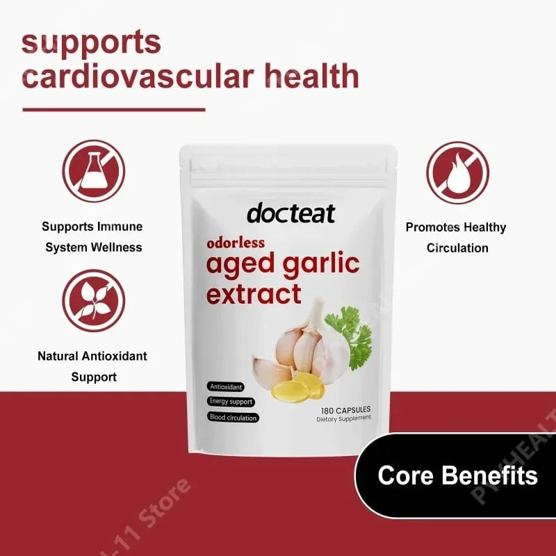 Odorless Garlic Oil Capsules 2 Years Aged Garlic Extract Softgels Supports Immune Heart Health Boosts Energy & Antioxidant Power