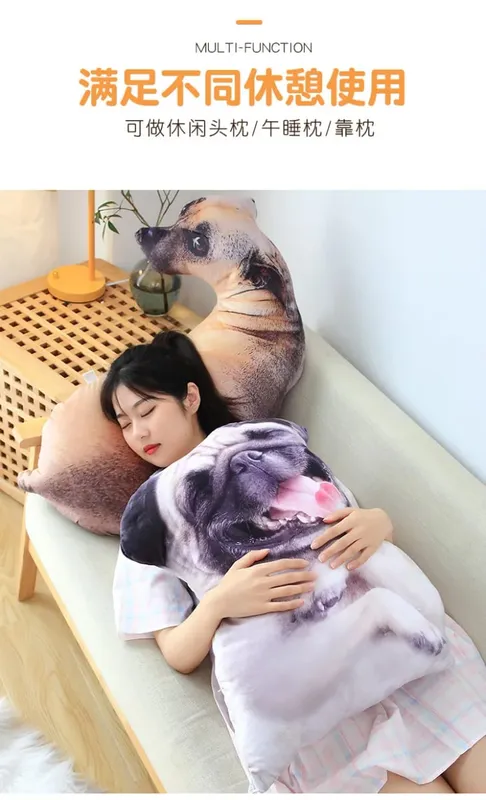 18 Kinds Dog Cat Animal Plush Pillow Both Sides Printing Stuffed Pug Corgi Hound Shar Pei Throw Pillow Sofa Home Decor Men Gift