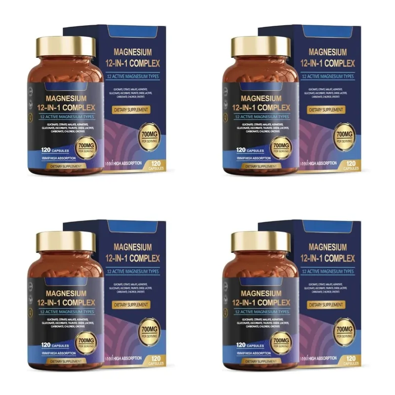 Kapsul Kompleks Magnesium 12-Dalam-1 12 Jenis Magnesium Aktif Penyerapan Tinggi Glisinat Sitrat Bentuk 120 Kapsul — image 11