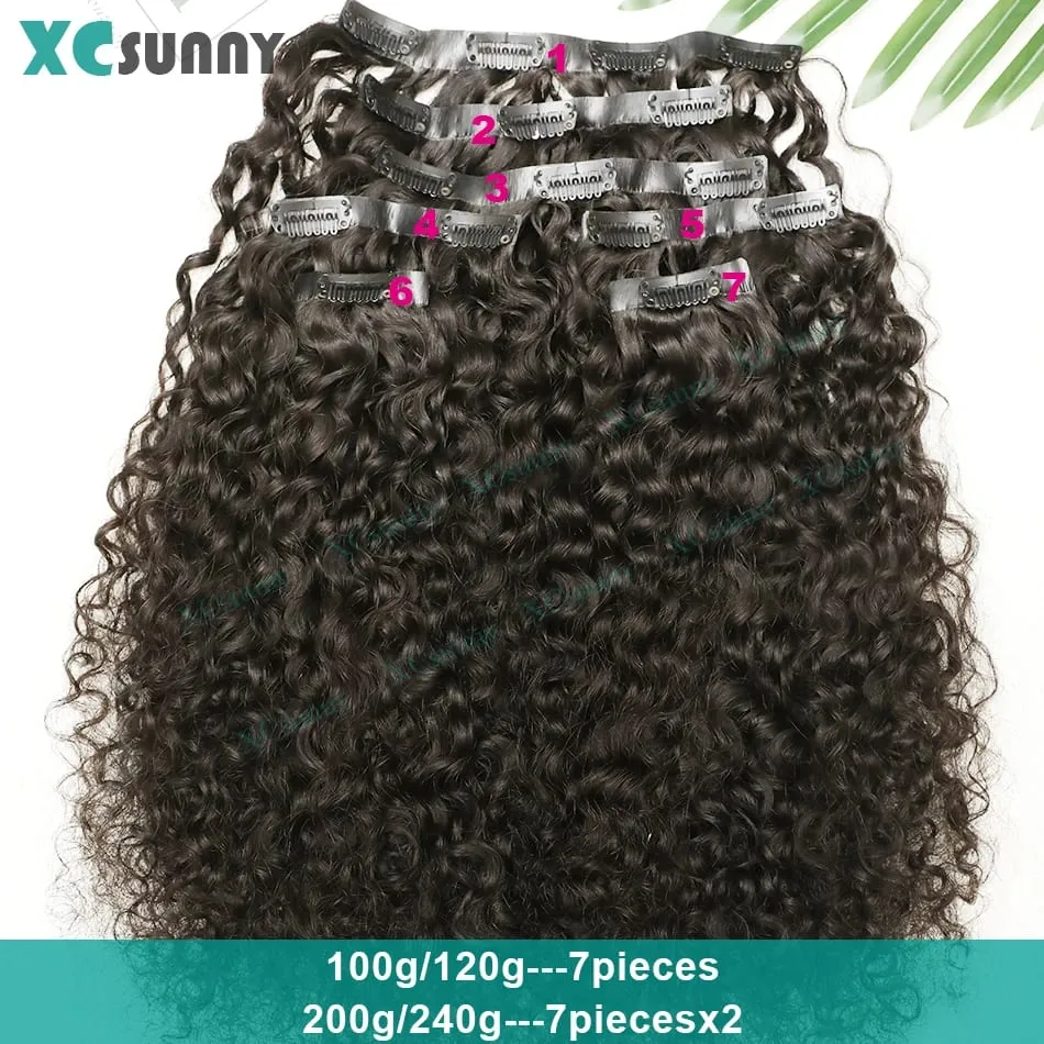 Curly Clip In Hair Extensions Human Hair Seamless PU Clip Ins Human Hair Extensions Double Drawn Skin Weft Clip In For Women — image 4