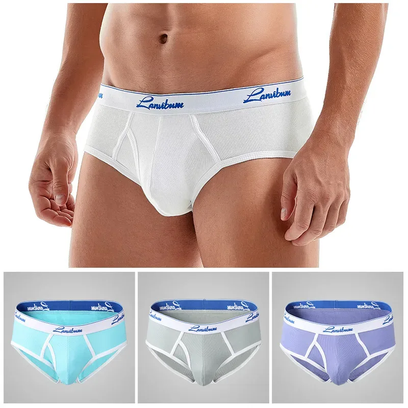 1/3 PCS New Men's Underwear Mid Waist Thread Cotton Breathable Solid Color Youth Underwear Men's Triangle Pants