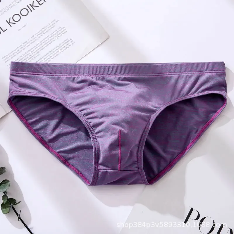 Men's Sexy Brief Ice Silk Elastic Quick Dry Cool Feel Underwear Youth Low-rise U Convex Pouch Sports Panties Comfortable Mankini
