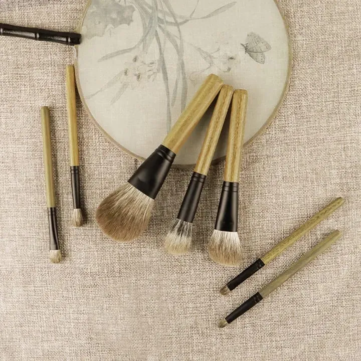 7pcs/set Fox hair Makeup brushes Set Powder Blusher Stippling Eyeshadow Detail Shadow Make up brushes Green Ebony Handle