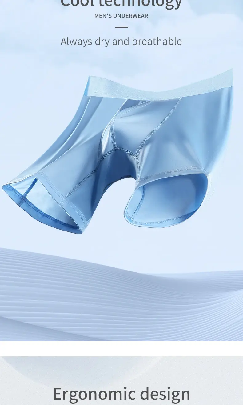 Cueca esportiva masculina de seda gelo, roupa íntima de verão para homens, perna fina, respirável, tamanho grande, roupa estendida, virilha, boxers — image 2
