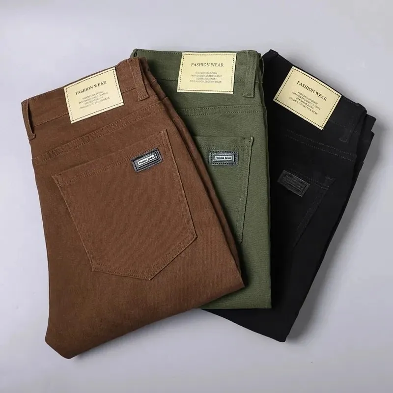 Classic Style 3 Colors Autumn Men's Slim Brown Jeans High Quality Business Casual High Stretch Denim Pants Male Brand Trousers — image 9