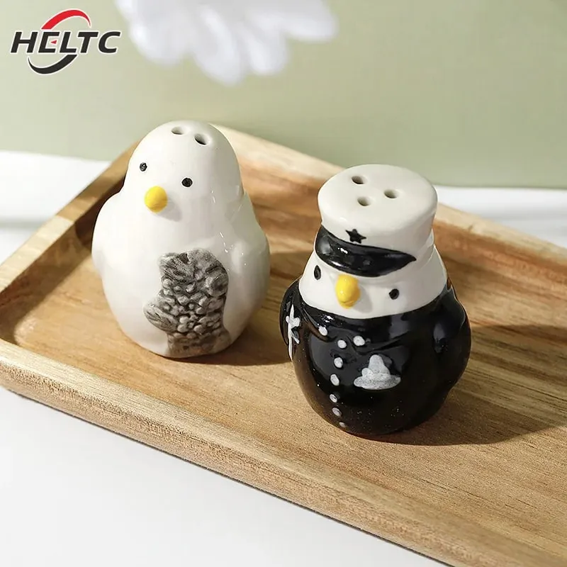 2Pcs Ceramic Penguin Salt And Pepper Shaker Cartoon Spice Container Wedding Party Favor Tabletop Animal Decoration Spice Jar — image 3