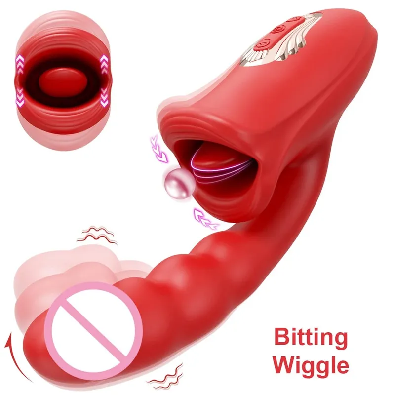 Tapping Flapping Vagina Dildo Vibrator for Women Bitting Oral Tongue Licking Clit Sucker Clitoris Stimulator Sex Toy for Women