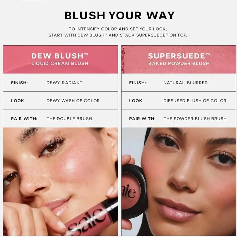 Saie Hydrating Blendable Dewy Liquid Blush CHILLY Buildable Luminous Multiuse Cheek Lip Tint Blush for All Sensitive Skin Tones