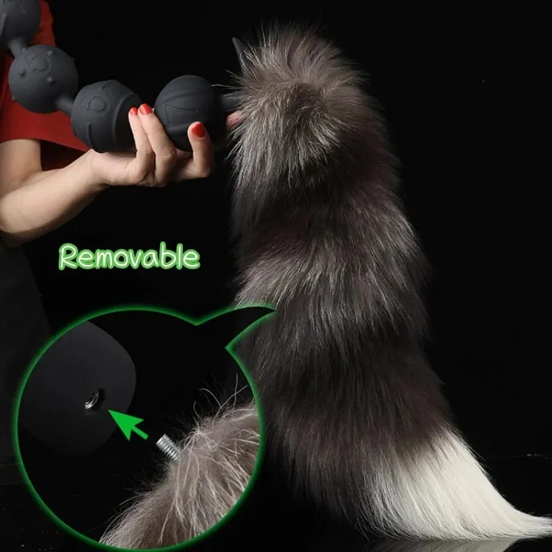 3-7beads Long Large Anal Tail Cosplay Soft Silicone Ball Dilator Sex Toys for Woman Man Anal Plug Massager Pull Beads Buttplug — image 3