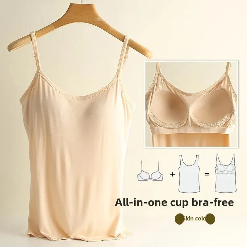 Sexy Women Tops Solid Padded Bra Spaghetti Camisole Top Women Vest Women Camisole with Built in Bra Cami Top Vest Tank Top 2026 — image 6