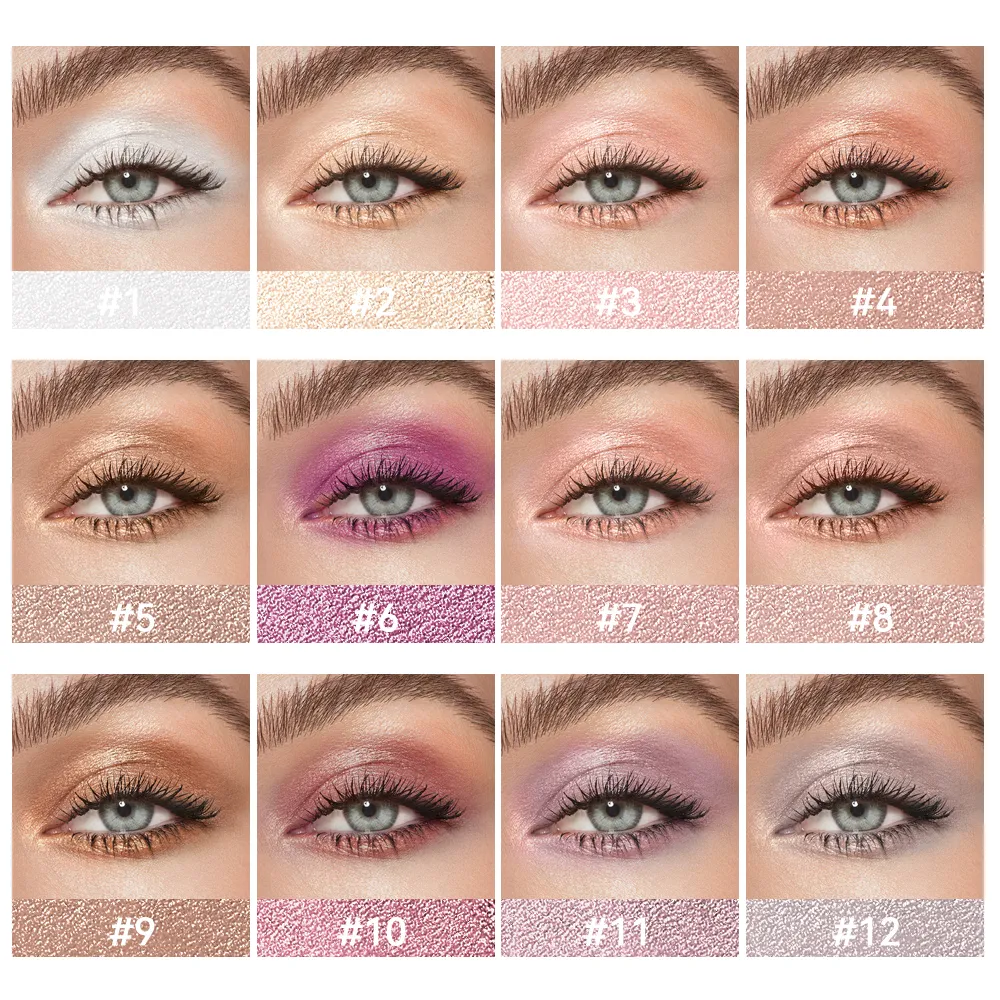 12Colors Metallic Eyeshadow Pencil Glitter Silkworm Liner Pen Highlighter Long Lasting Gold Blue Cream Eye Shadow Stick Makeup