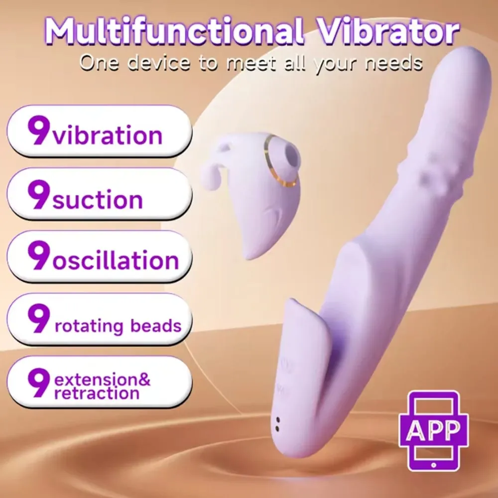 Vibromasseur à poussée détachable, stimulateur d'orgasme et de Clitoris, contrôle par application, 9 Modes de succion et 9 Modes télescopiques, jouets sexuels pour femmes — image 2