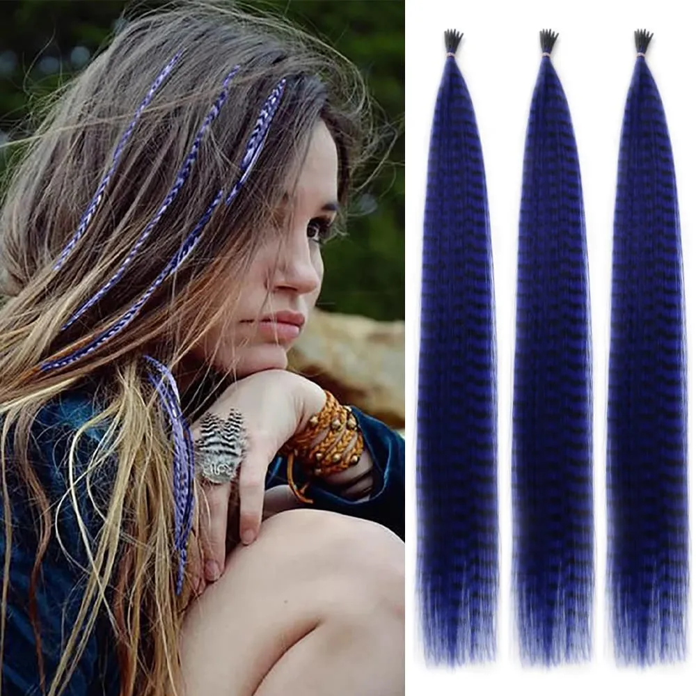 30roots สีสังเคราะห์ Feather Stripe hair Extension 16 นิ้ว I Tip Party คอสเพลย์สำหรับเทศกาลดนตรีฮาโลวีนคริสต์มาส — image 11