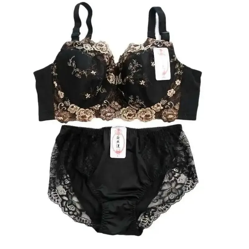 ชุดชั้นในชุดชั้นใน Bras สำหรับชุดชั้นในสตรีชุด Intimates เย็บปักถักร้อย Plus ขนาดเสื้อผ้า 2 ชิ้น Bra ชุด B C D E F G H