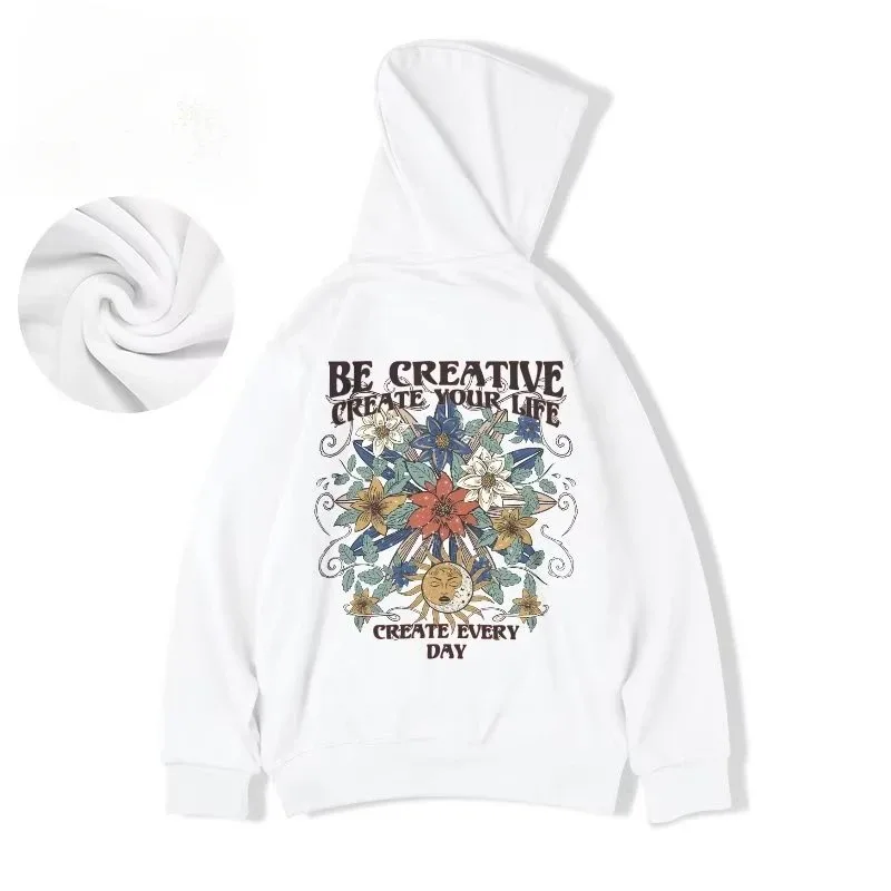 M-8XL Oversized hoodies Herr American Sun Moon Flower Print Oversized hoodie Lös hoodie Students stor huvtröja — image 5