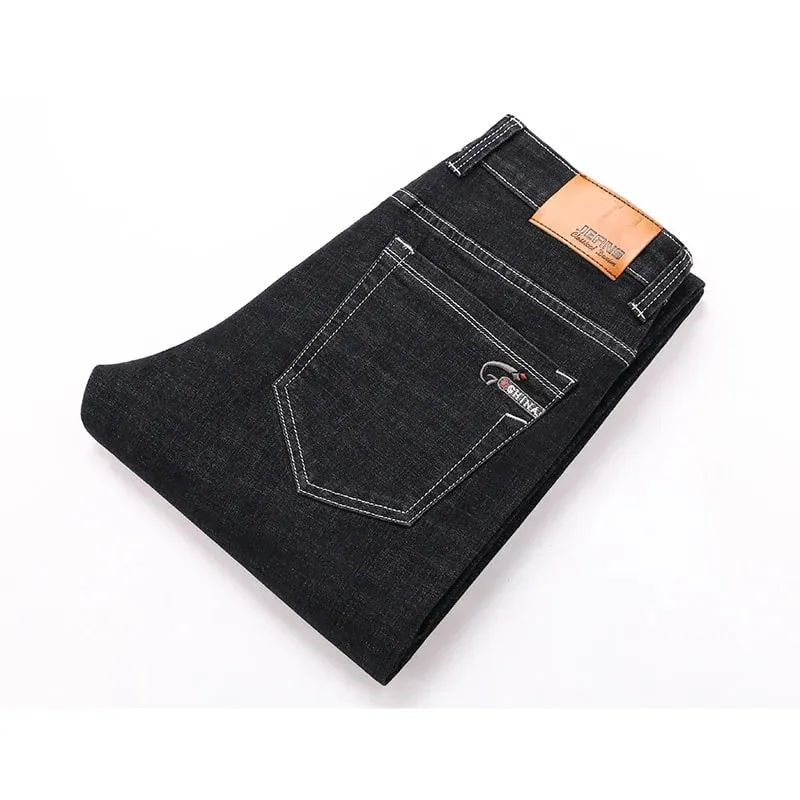 2025 vår höst, raka jeans, jeansbyxor för män, klassisk stil Business Stretch Casual byxor Stor storlek 40 42 44 46