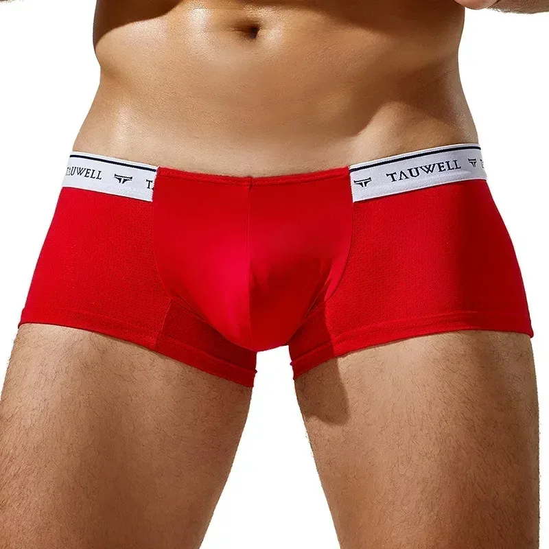 Men's Boxy Underwear Ice Silk Mesh Breathable Comfort Quick Dry Elastic Sports Trunk Youth Low-rise U Convex Pouch Boxer Shorts