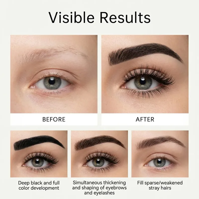 Kit de tinte de pestañas y cejas 2 en 1, juego de tinte de Color para cejas semipermanente profesional DIY, uso en salón en casa, negro intenso, 1 Juego — image 4