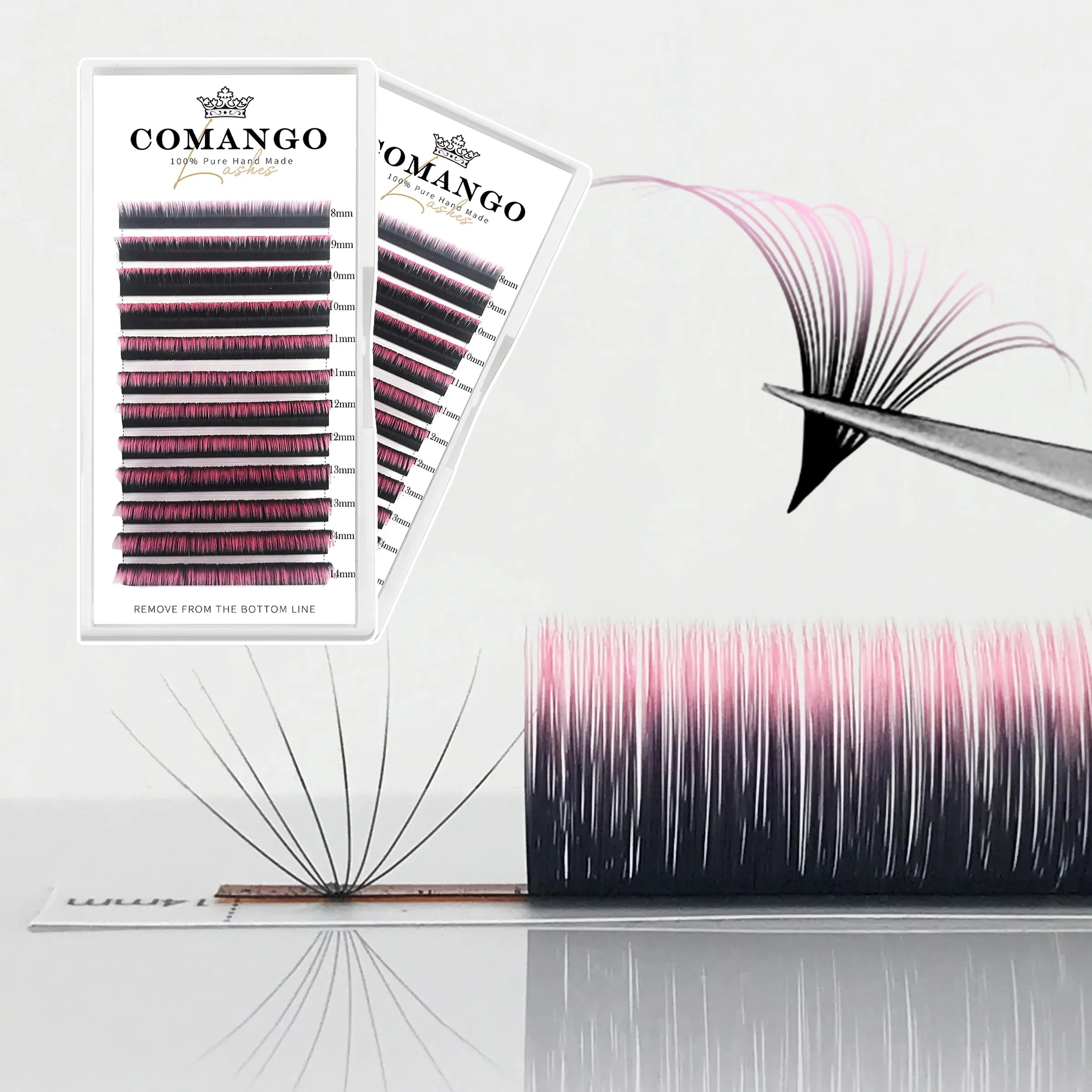 CoMango Easy Fanning Gradient Red Green Blue Purple Color Eyelash Extension Ombre False Eye Colored Lashes Makeup Tool — image 5