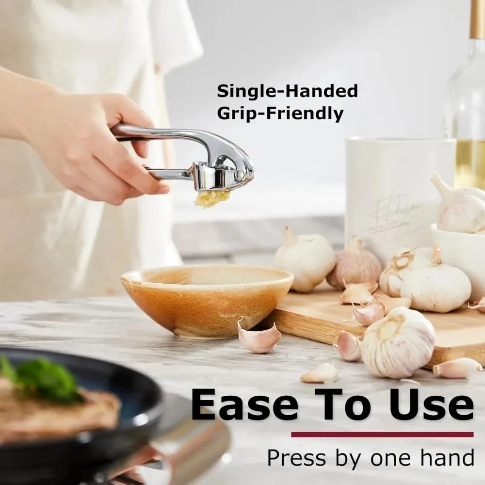 High Efficiency Garlic Press Heavy Duty Garlic Mincer Easy To Squeeze and Clean Rust Proof and Dishwasher Safe Ginger Crusher — image 5