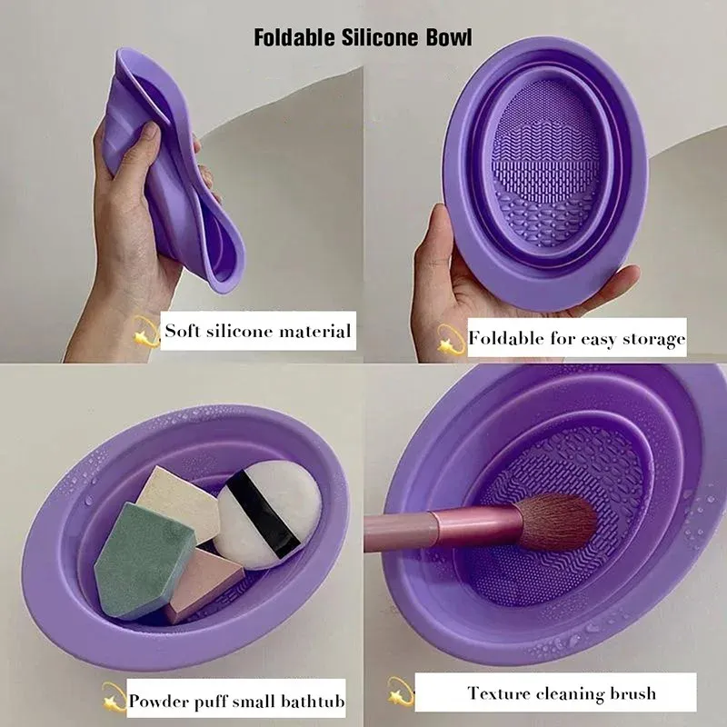 Silicone Makeup Brush Cleaner Bowl Foldable Clean Mat Cosmetic Foundation Eyeshadow Powder Brushes Cleaner Tools Makeup Supplies — image 4