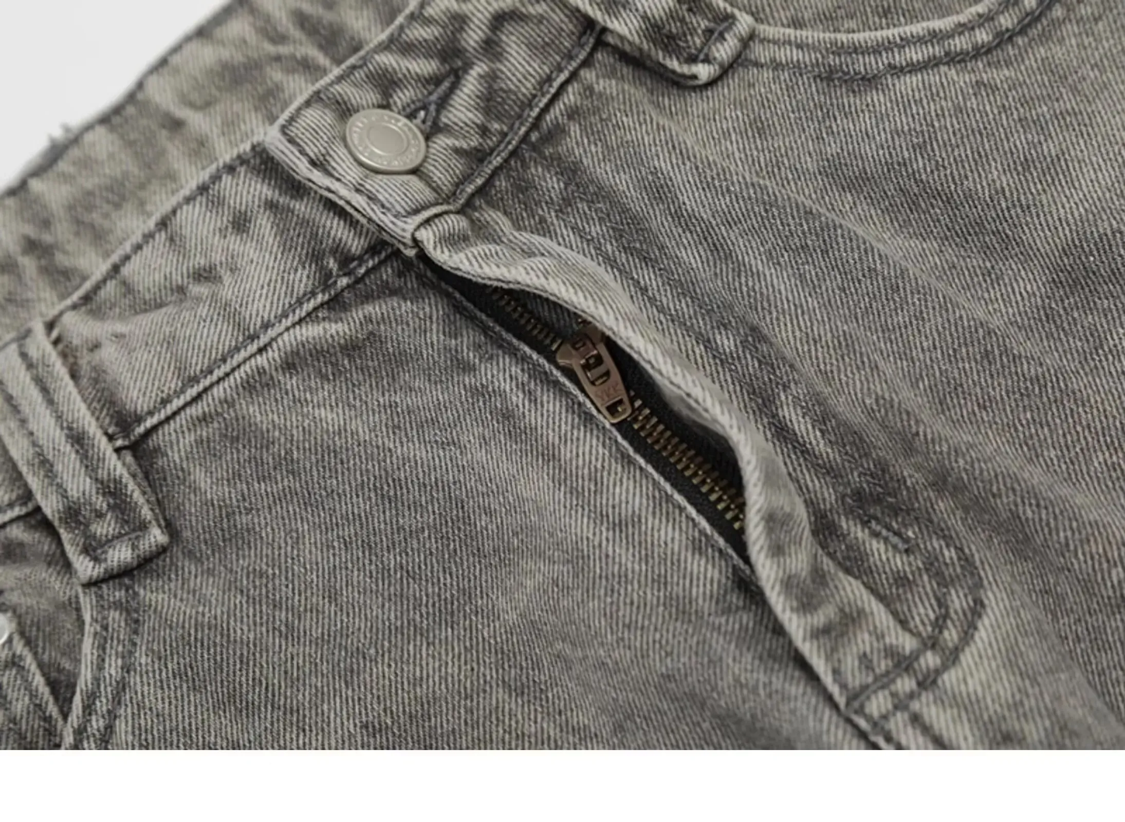 Spring and Autumn Retro Washed Vintage Grey Splash Ink Curved Knife Jeans for Men and Women Trendy Brand American Street Loose P — image 9
