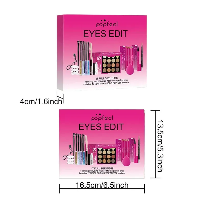 22-Piece Eye Makeup Set: Includes 16-Color Eyeshadow Palette Pearl Shimmer Eyeshadow Brow Tint Black Eyeliner — image 4