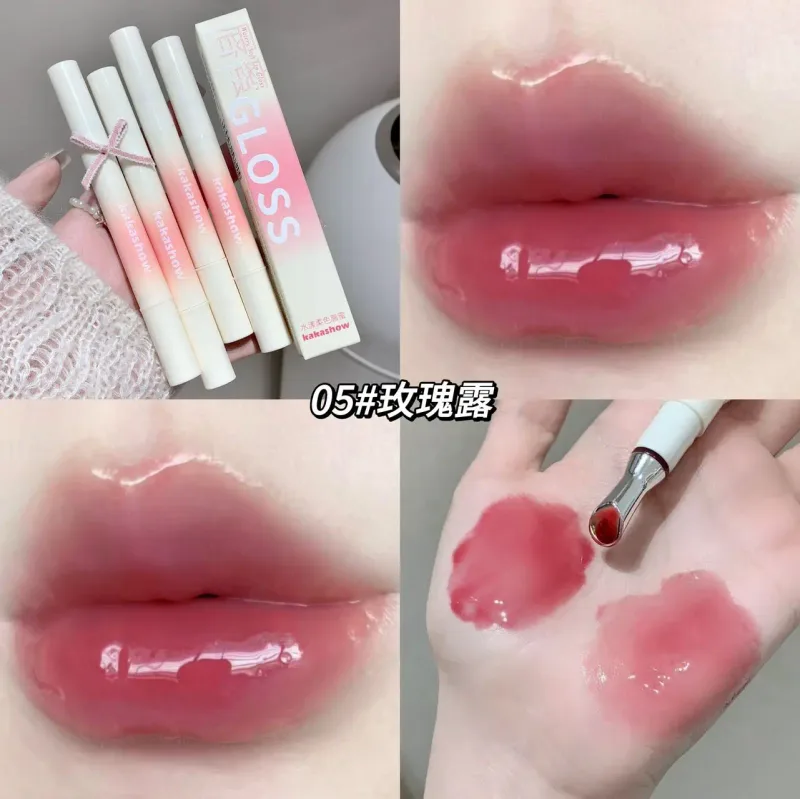 Kakashow Mirror Hydrating Lipstick (Iron Brush Tip) Gel Lip Gloss Hydrating Lip Gloss in 6 Natural Nude Shades Cosmetics — image 10