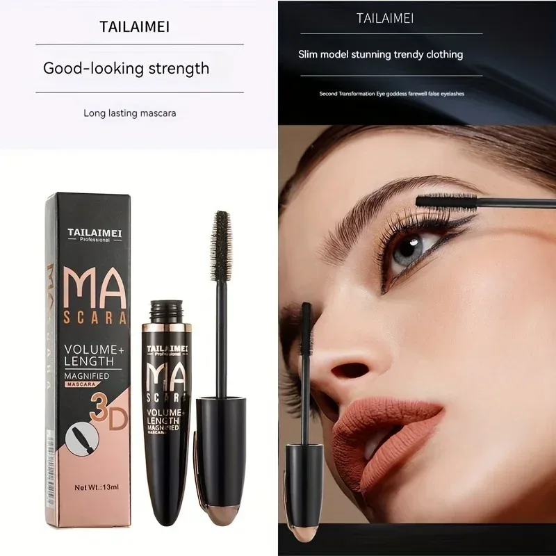 1 PC Waterproof 3D Mascara Thick Long Smudge-proof Plump Encrypted Long-lasting Curling Large Eye Makeup with 360° Spiral Brush — image 3