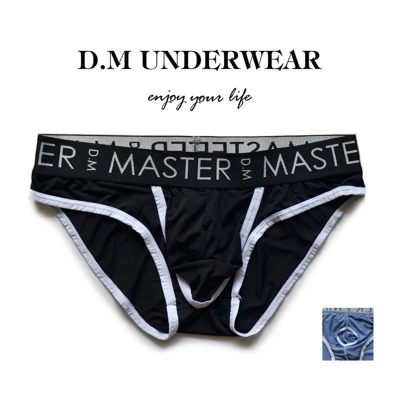 Men's Underwear Low Waist Thin Ice Silk Breathable Briefs High Elastic Letter Print Personality Underpants — image 4