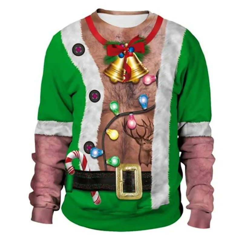 Sjov juletrøje Mænd Kvinder Pullover Xmas Sweatshirt Grim grafisk Y2k Sweatshirts til feriefest Løst herretøj — image 15