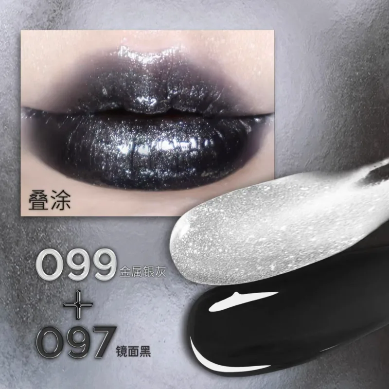 Hyntoor Black Lipgloss Glitter Gothic Lipstick Dual Color Set Matte Silver Nourishing Dark Satin Metalic Daily Smoky Effect — image 12