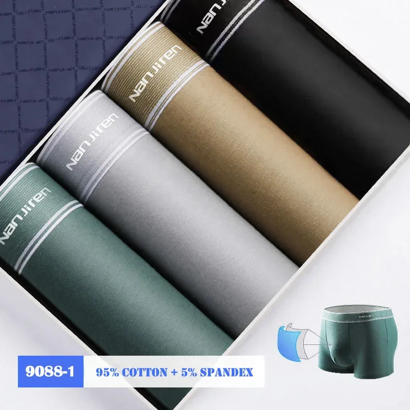 4Pcs/lot Men's Underwear Sexy Boxer Shorts Cotton Panties Man Solid Underpants Male Soft U Convex Lingerie Plus Size L-6XL — image 33