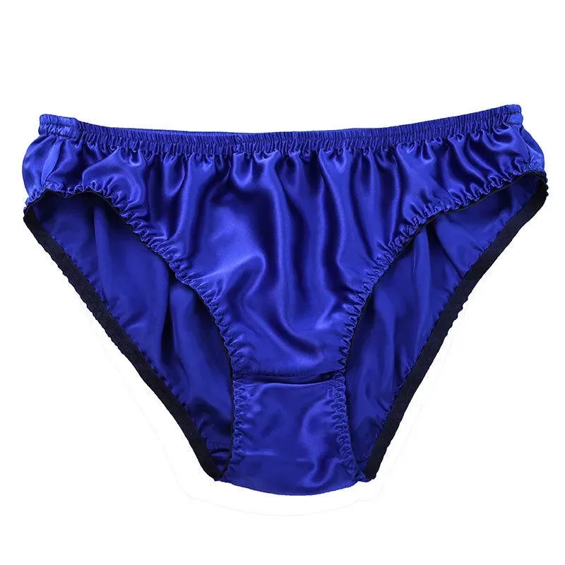 Pure Silk Mens Wrinkle Briefs Breathable Male Panties 100% Mulberry Silk Trigonometric Underwear Plus Size Men Boxers Summer — image 24