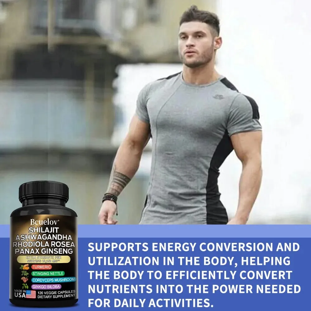 Shilajit Ashwagandha Rhodiola Rosea Ginseng High Concentration Formula Promotes Digestive System Brain Joint Health Supplement