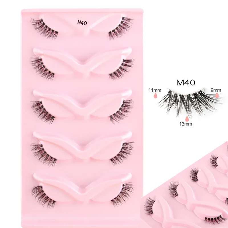 Half Eye Lashes Cat Eye Lashes 3/5/10 Pairs False Eyelashes Fluffy Soft Natural Look Clear Band 3D Mink Lashes Extension Makeup