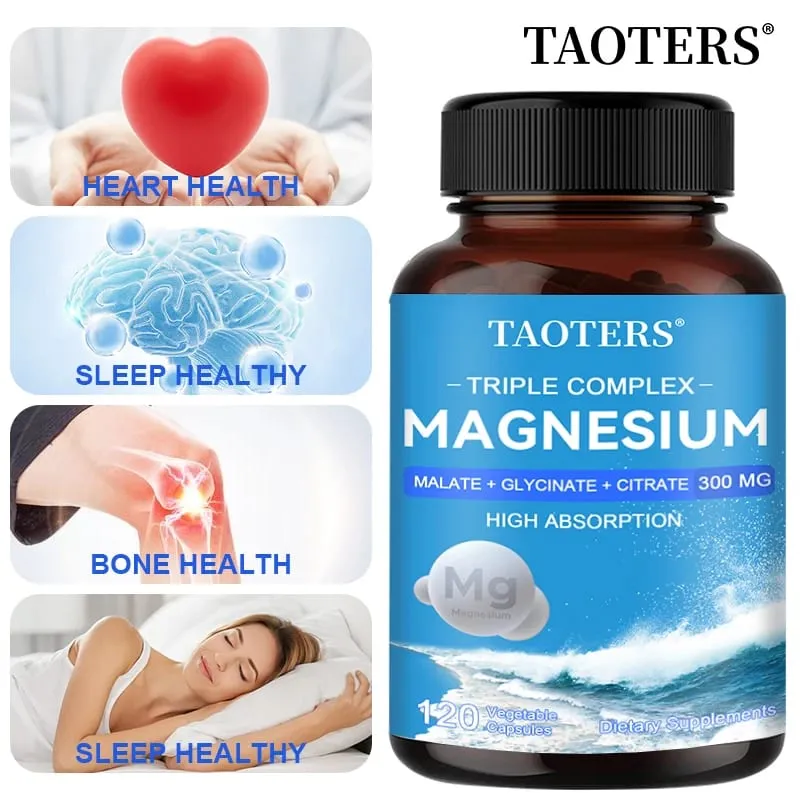 Magnesium Malate + Glycine + Magnesium Citrate 300 Mg - Supports Heart Health and Muscle Function; Improves Energy Mood — image 1
